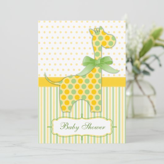 Geel en groen Giraffe Baby shower Kaart (Staand voorkant)