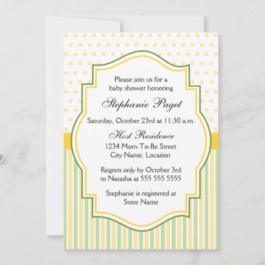 Geel en groen Giraffe Baby shower Kaart (Achterkant)