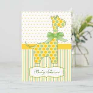 Geel en groen Giraffe Baby shower Kaart