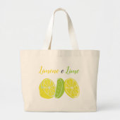 Geel en groen Italiaans Citrus en Limoen Citrus Grote Tote Bag (Voorkant)