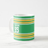Geel en Groen Jersey Striped Custom Colors Koffiemok (Voorkant links)