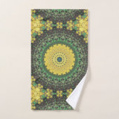 Geel en Groen Kaleidoscoop Mandala Patroon Bad Handdoek (Handdoek)