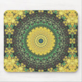 Geel en Groen Kaleidoscoop Mandala Patroon Muismat (Voorkant)
