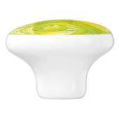 Geel en groen kunstdeco keramische knop (Zijkant)