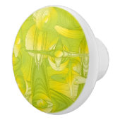 Geel en groen kunstdeco keramische knop (Rechts)