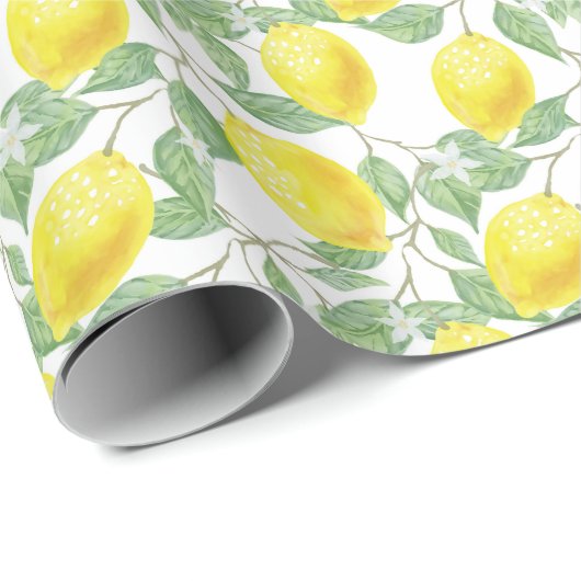 Geel en groen Lemon Tree Patroon Cadeaupapier (Rol Hoek)