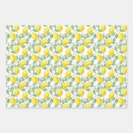 Geel en groen Lemon Tree Patroon Inpakpapier Vel (Voorkant 2)
