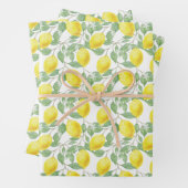Geel en groen Lemon Tree Patroon Inpakpapier Vel (In situ)