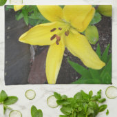Geel en groen Lily Foto Design Kitchen Towels Theedoek (Gevouwen)