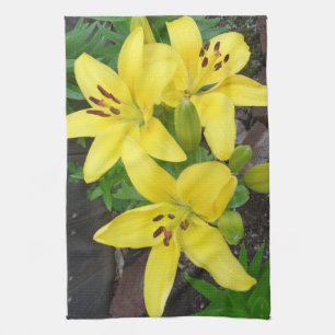 Geel en groen Lily Foto Design Kitchen Towels Theedoek