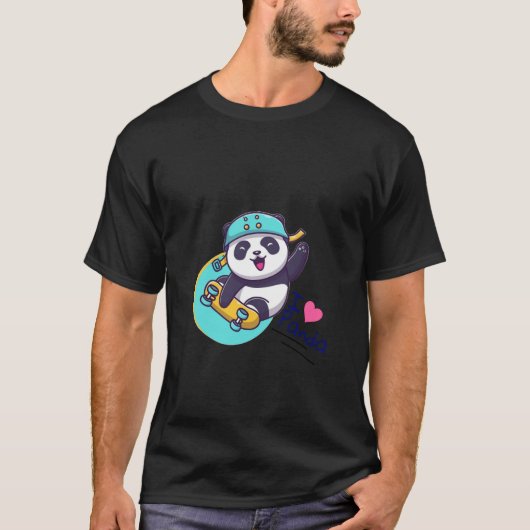 Geel en Groen Modern Schattige Panda T-shirt (Voorkant)