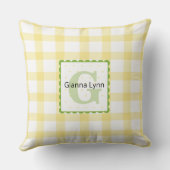 Geel en Groen Monogram Gingham Baby Kussen (Achterkant)
