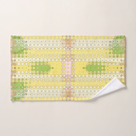 geel en groen motief bad handdoek (Handdoek)