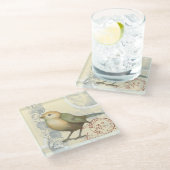 Geel en groen op  achtergrond glazen onderzetter (Schuin)