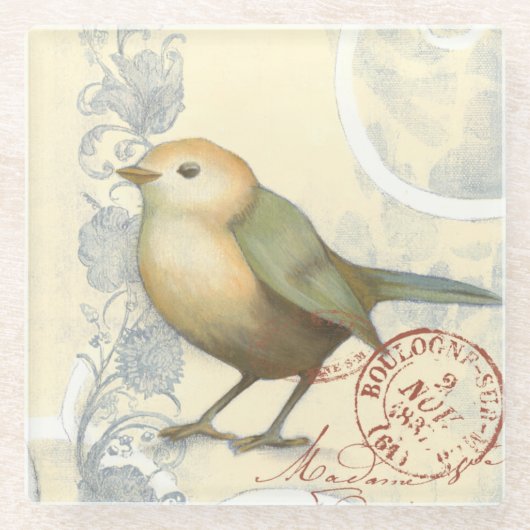 Geel en groen op  achtergrond glazen onderzetter (Voorkant)