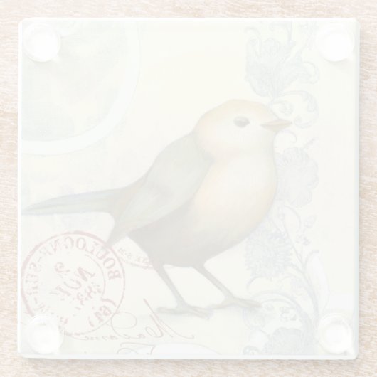 Geel en groen op  achtergrond glazen onderzetter (Achterkant)