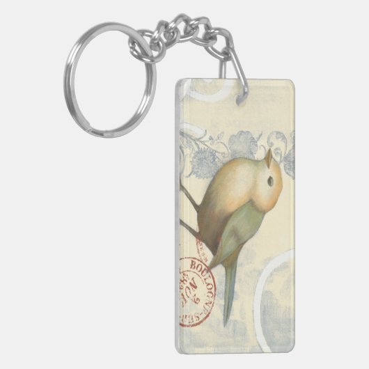 Geel en groen op achtergrond sleutelhanger (Voorkant Links)