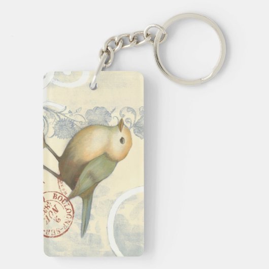 Geel en groen op achtergrond sleutelhanger (achterkant)