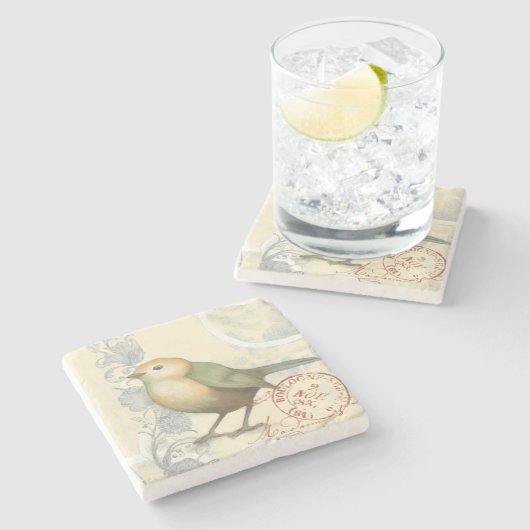 Geel en groen op  achtergrond stenen onderzetter (Zijkant)