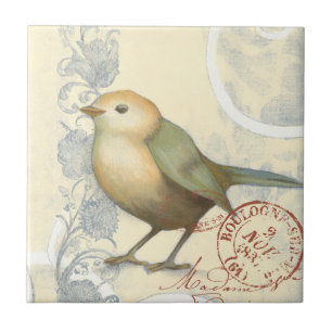 Geel en groen op  achtergrond tegeltje