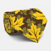 Geel en groen paardeblad vallen in kleur op maat stropdas (Opgerold)