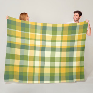 Geel en Groen Plaid Patroon Achtergrond Fleece Deken