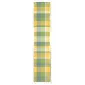 Geel en Groen Plaid Patroon Achtergrond Korte Tafelloper (Voorkant)