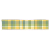 Geel en Groen Plaid Patroon Achtergrond Korte Tafelloper (Horizontaal)