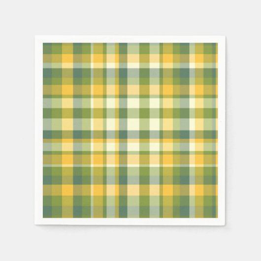 Geel en Groen Plaid Patroon Achtergrond Servet (Voorkant)