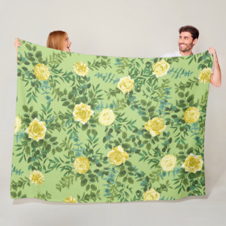 Geel en groen Roos Vintage Wedding Fleece Deken