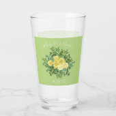 Geel en groen Roos Vintage Wedding Glas (Achterkant)