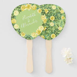 Geel en groen Roos Vintage Wedding Handwaaier