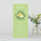 Geel en groen Roos Vintage Wedding Menu (Staand voorkant)