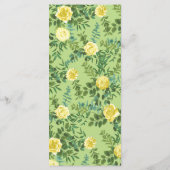 Geel en groen Roos Vintage Wedding Menu (Achterkant)