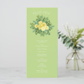 Geel en groen Roos Vintage Wedding Menu (Staand voorkant)