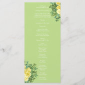 Geel en groen Roos Vintage Wedding Menu (Achterkant)
