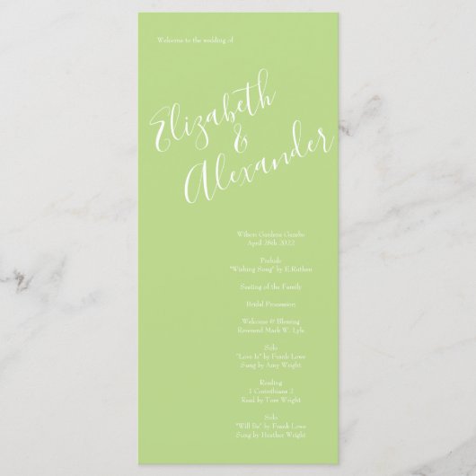 Geel en groen Roos Vintage Wedding Menu (Voorkant)