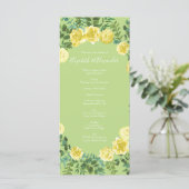 Geel en groen Roos Vintage Wedding Menu (Staand voorkant)