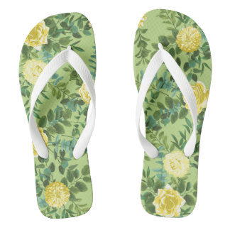 Geel en groen Roos Vintage Wedding Teenslippers
