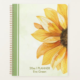 Geel en Groen Schattigee Waterverf Zonnebloem Planner
