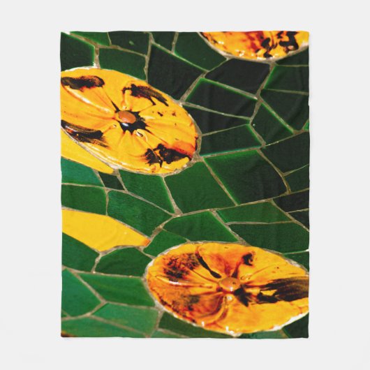 Geel en groen Spaans mozaïek Fleece Deken (Voorkant)