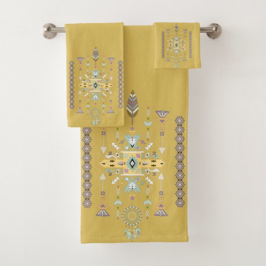 Geel en groen stammodel bad handdoek (Insitu)