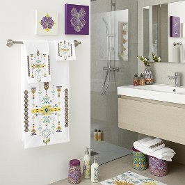 Geel en groen stammodel bad handdoek