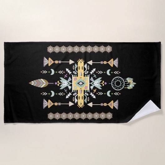 Geel en groen stammodel strandlaken (Voorkant)