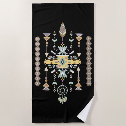 Geel en groen stammodel strandlaken (Voorkant)