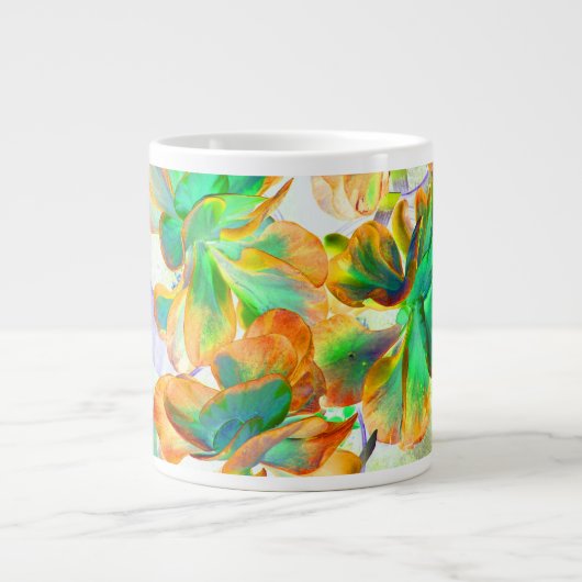 geel en groen succulent gekleurd grote koffiekop (Voorkant)