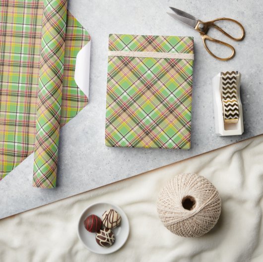 Geel en groen tartan cadeaupapier (Crafts)