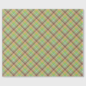 Geel en groen tartan cadeaupapier (Vlak)