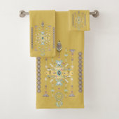 Geel en groen tribal ontwerp bad handdoek (Insitu)