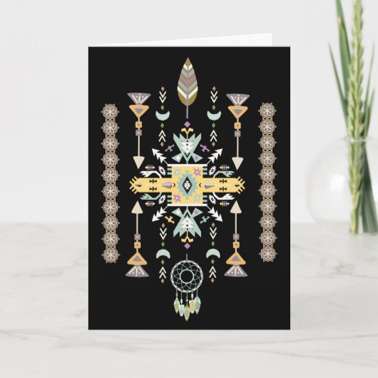 Geel en groen tribal ontwerp kaart (Voorkant)